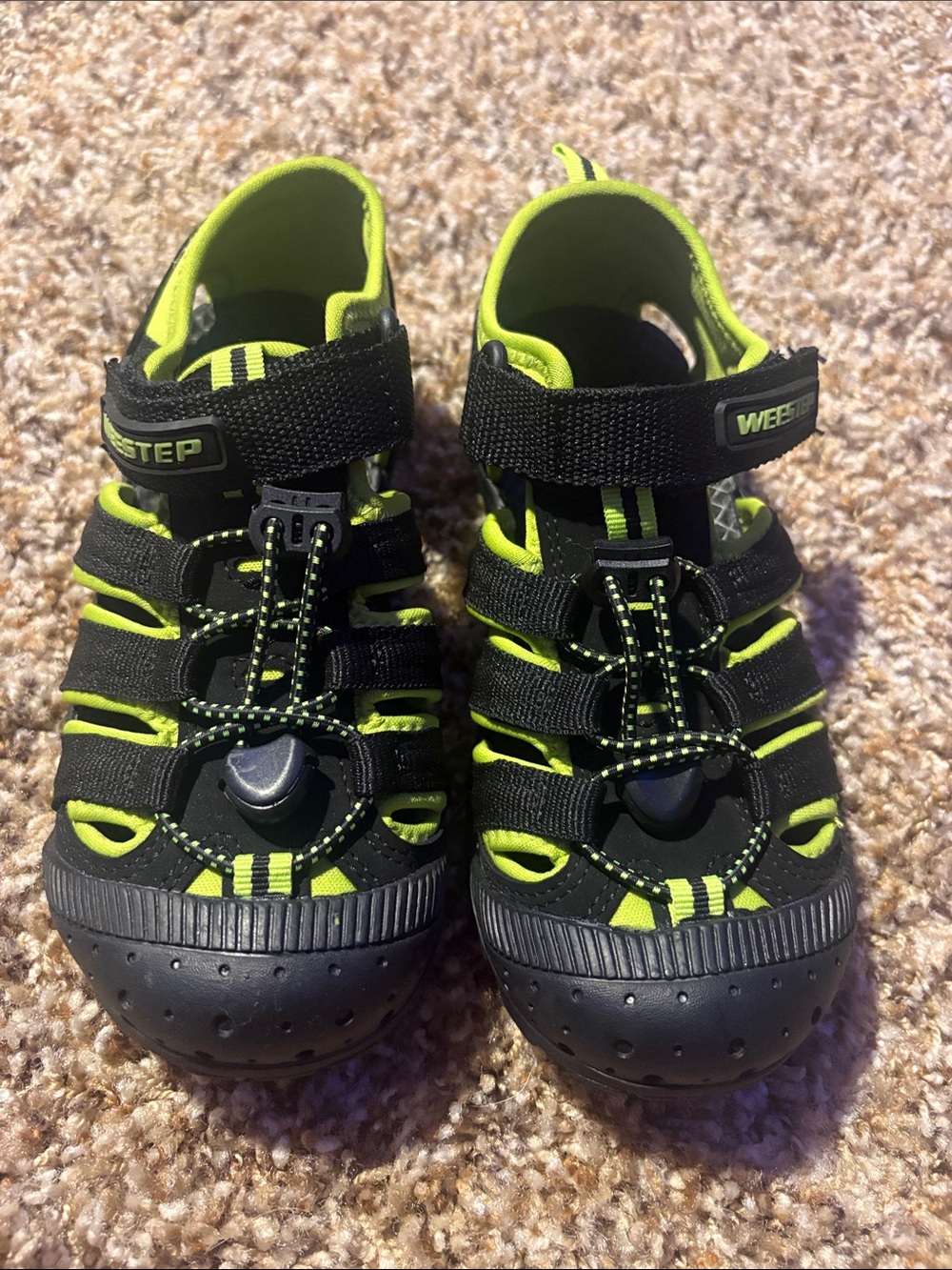 WEESTEP Kids' Black and Neon Green Outdoor Sandals